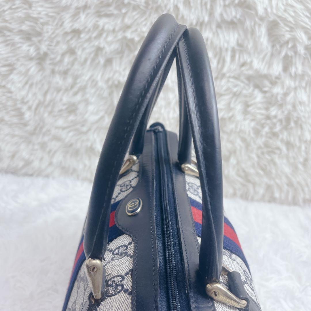 GUCCI グッチ ミニボストンバッグ シェリーライン GGスプリーム ネイビー