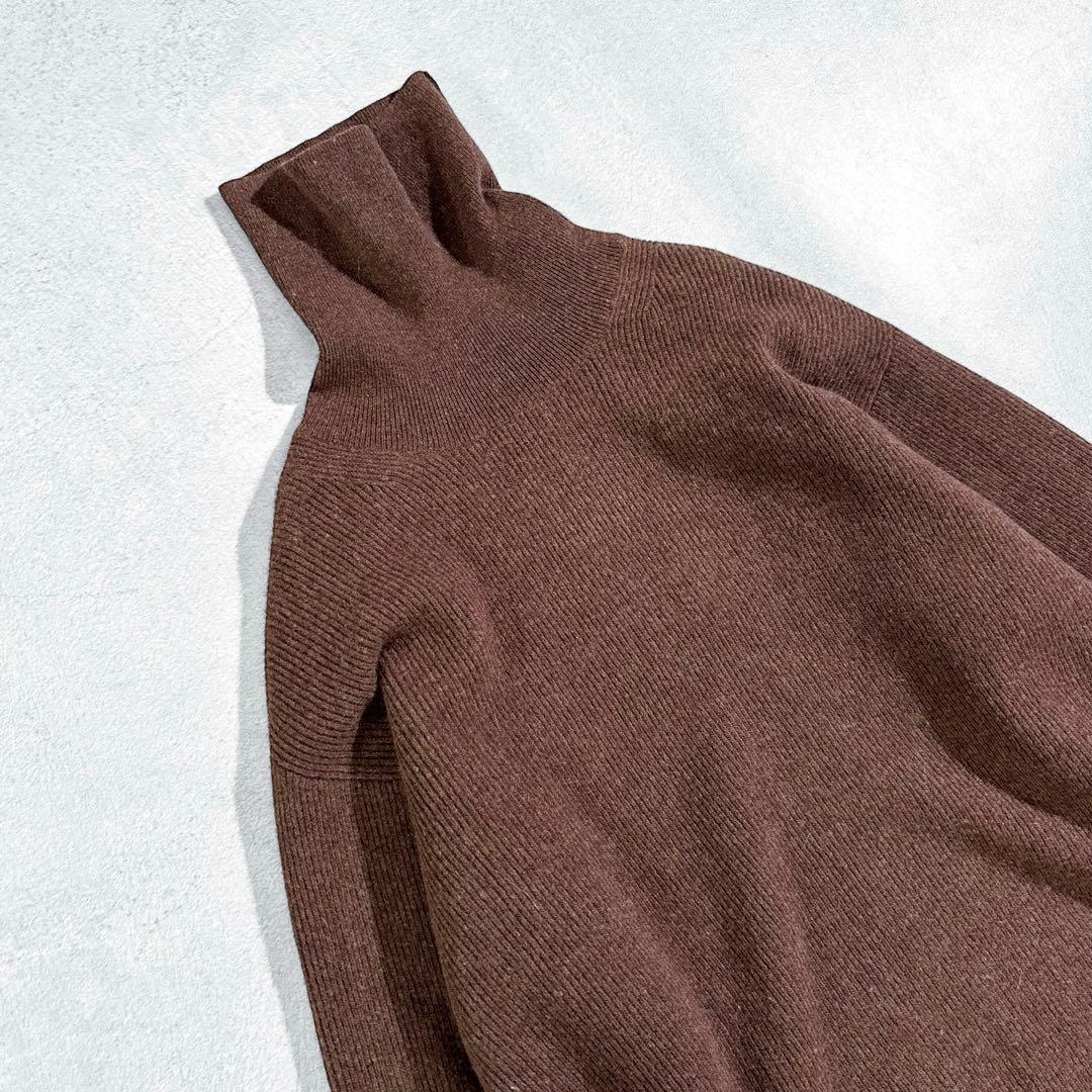 美品 AP STUDIO ハイネック ウールチュニックワンピース ブラウン 上質