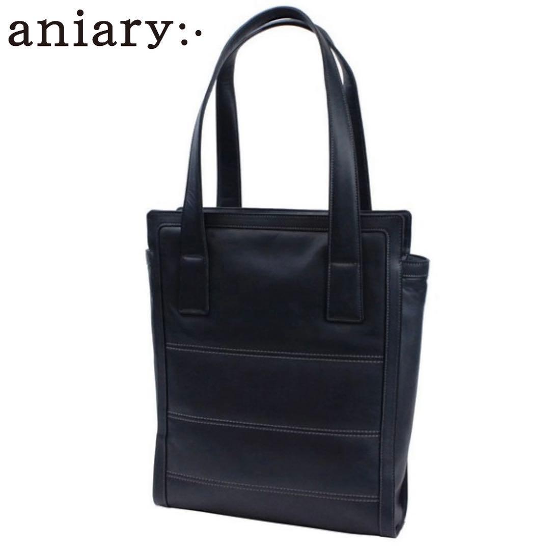 美品 aniary ハンドル キルティング レザー トートバッグ ネイビー A4