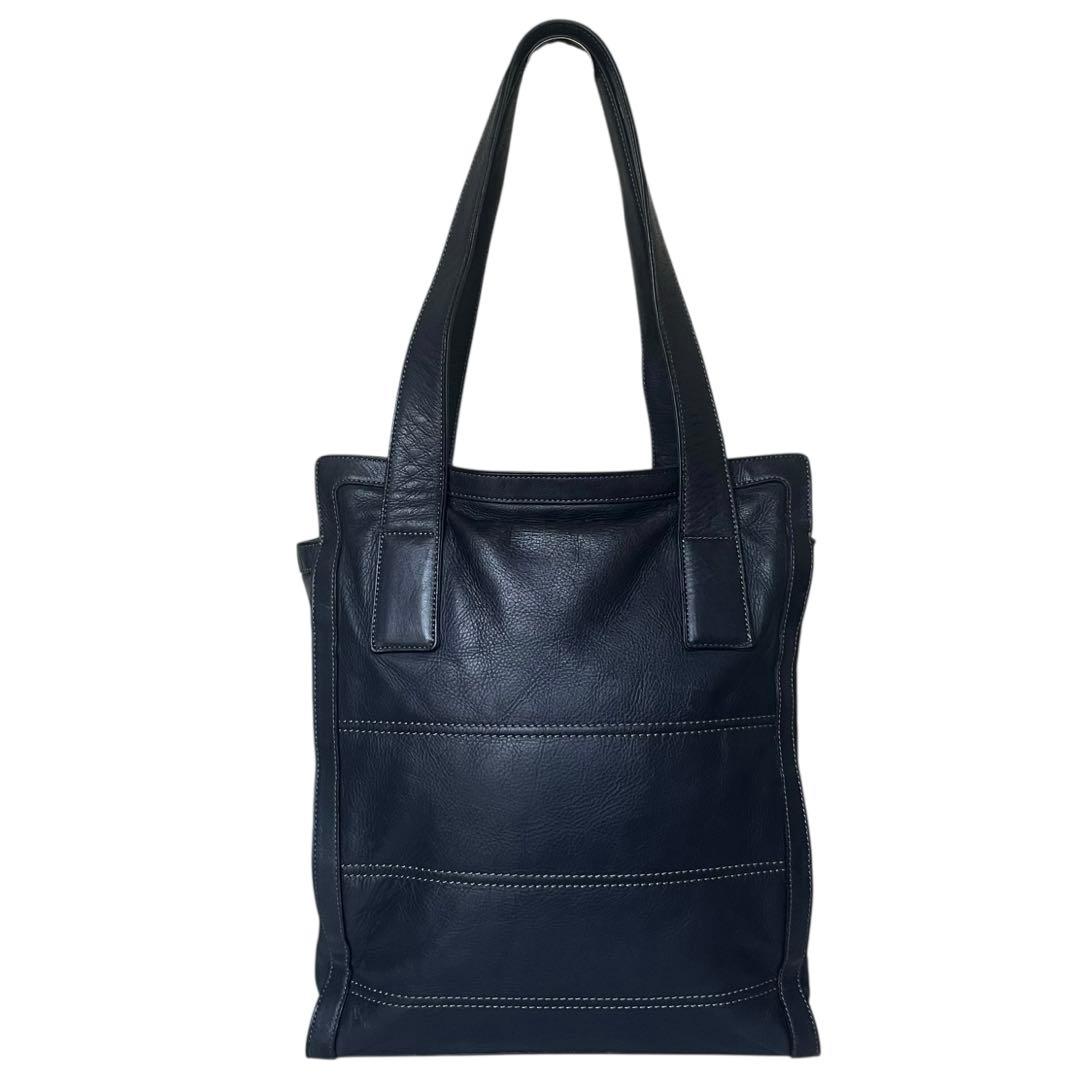 美品 aniary ハンドル キルティング レザー トートバッグ ネイビー A4