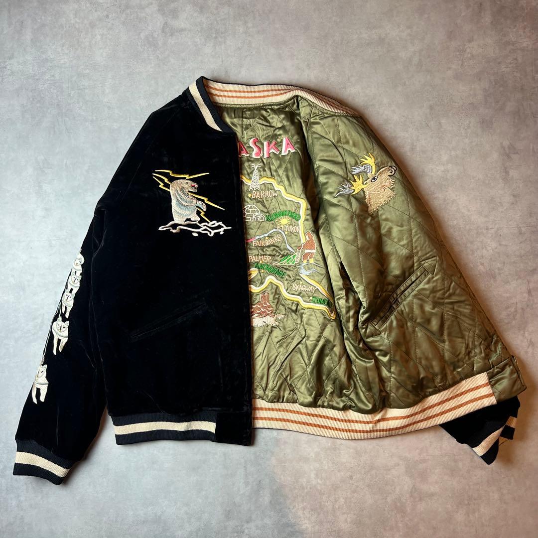 ✅新品　スカジャン　スーベニアジャケット　別珍　ベロア　リバーシブル　両面　L