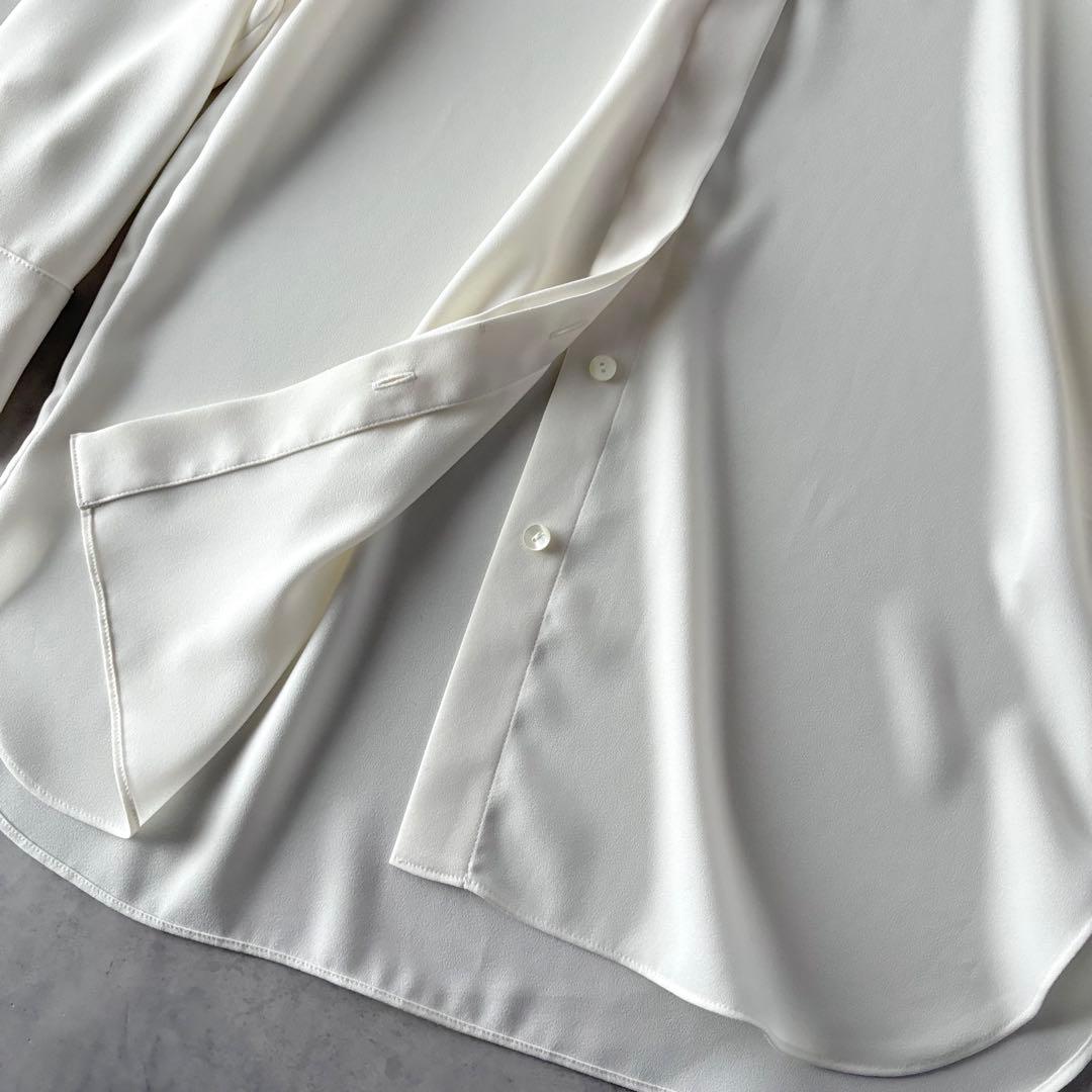 極美品　セオリー　長袖　ジョーゼット　タイブラウス　白