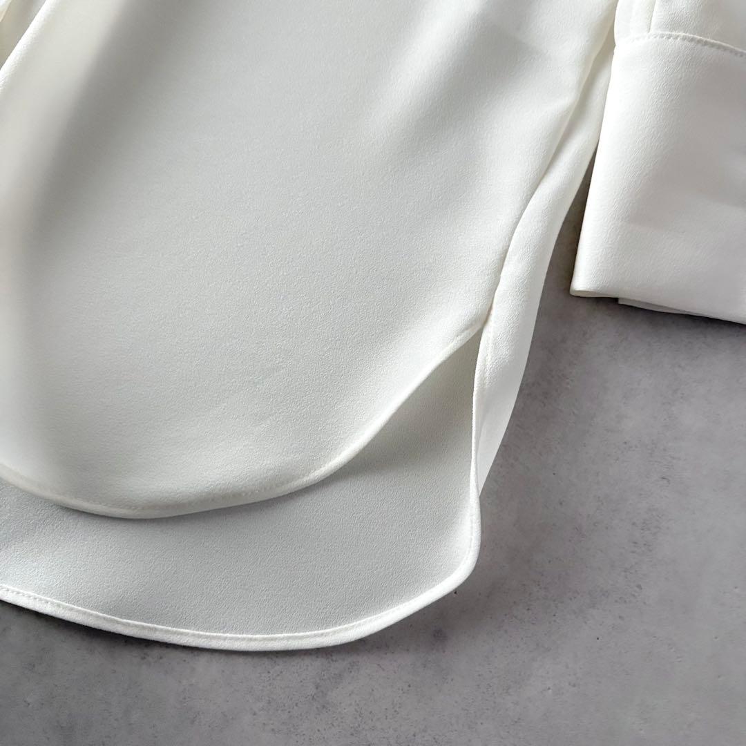 極美品　セオリー　長袖　ジョーゼット　タイブラウス　白