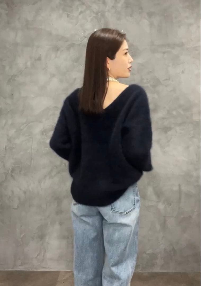 anuans ラクーンフォックス2wayネックプルオーバー ネイビー