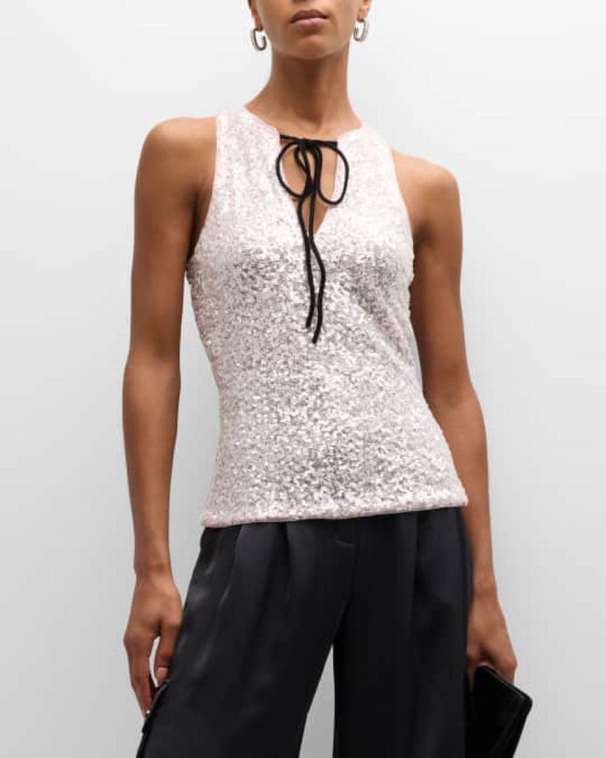 GANNI スパンコールタンクトップ ピンク