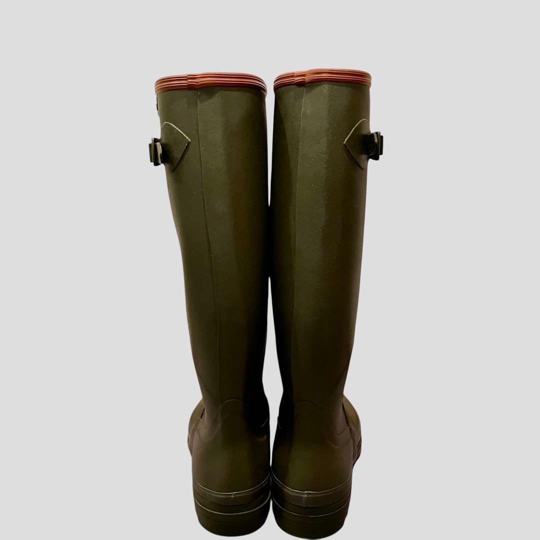 【極美品】AIGLE エーグル カーキ ロングブーツ レインブーツ バックル付き
