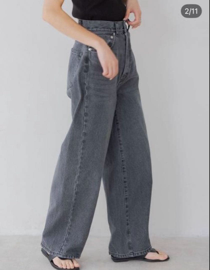 リグリーム カーブワイドデニム ブラックハイウエスト