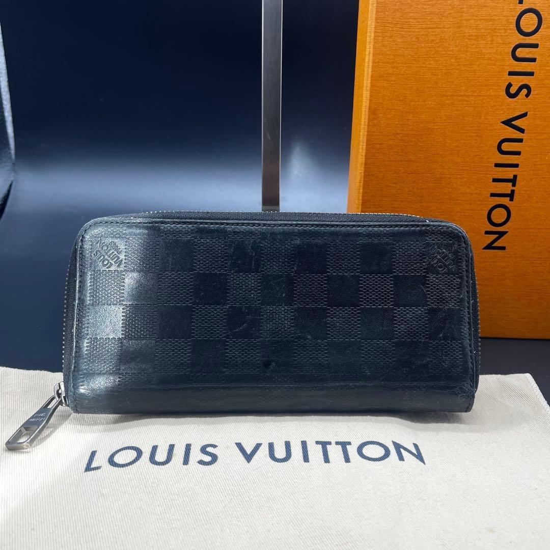 LOUIS VUITTON 長財布 ヴェルティカル ダミエ アンフィニ 本革 黒