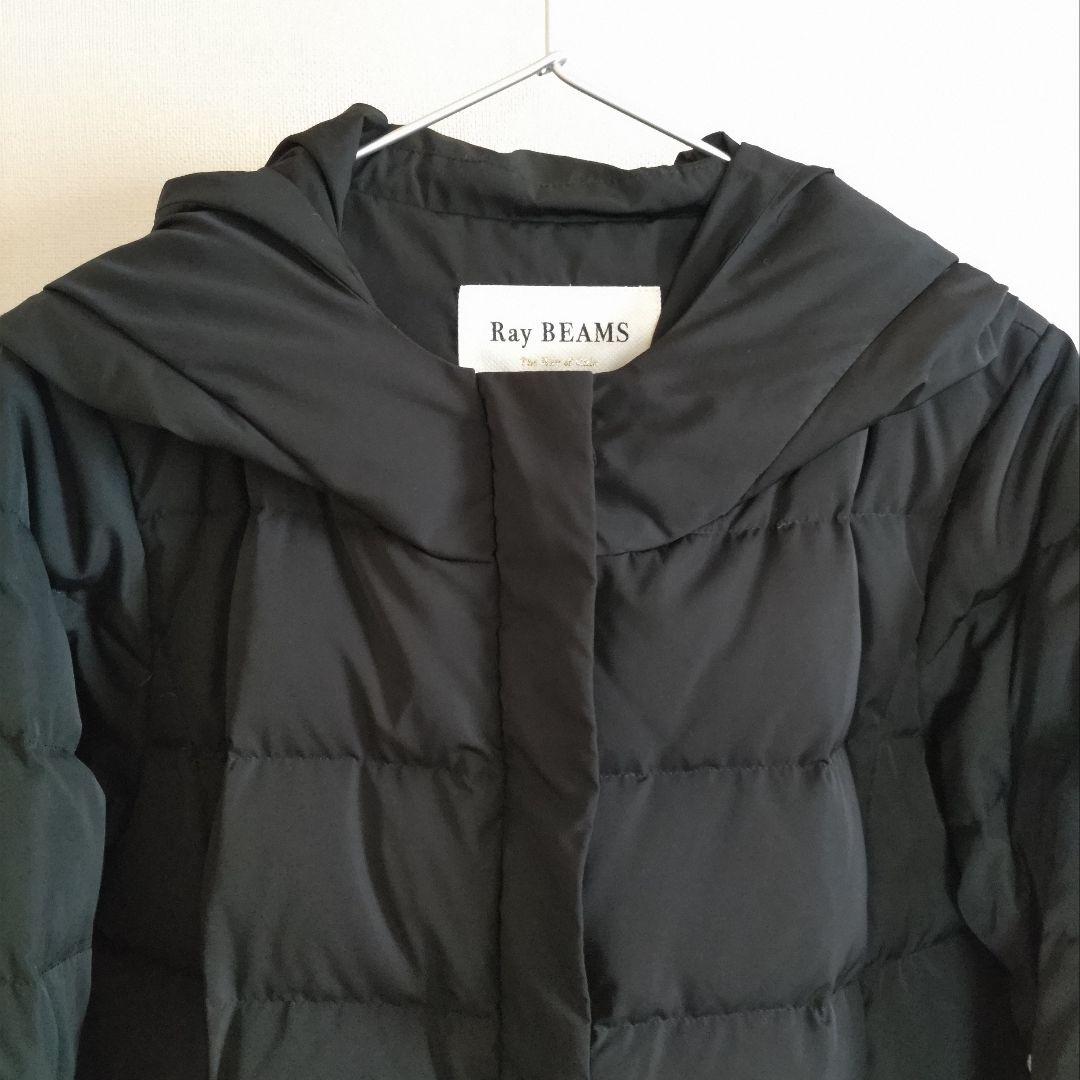 レイビームス 黒 ダウン ジャケット フェザー ミドル フード M