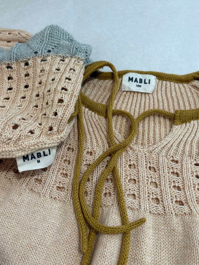 mabli 小人ロンパース　ボンネット　18m