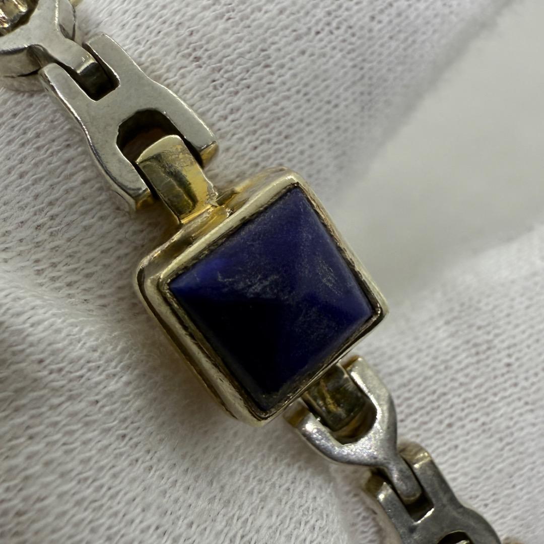 シルバー 925 ブレスレット 青石付き 18cm