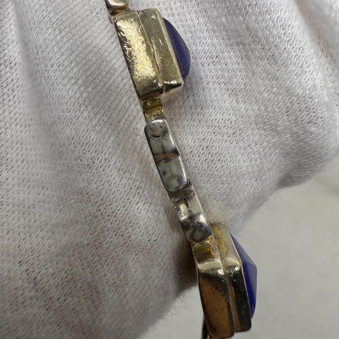 シルバー 925 ブレスレット 青石付き 18cm