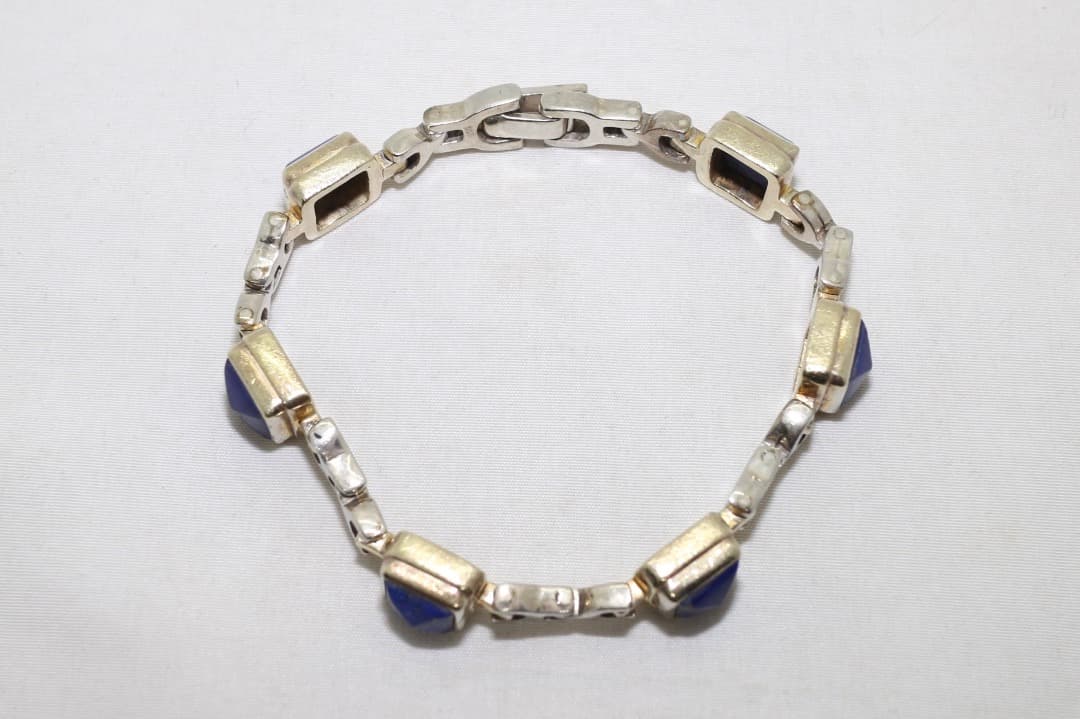 シルバー 925 ブレスレット 青石付き 18cm