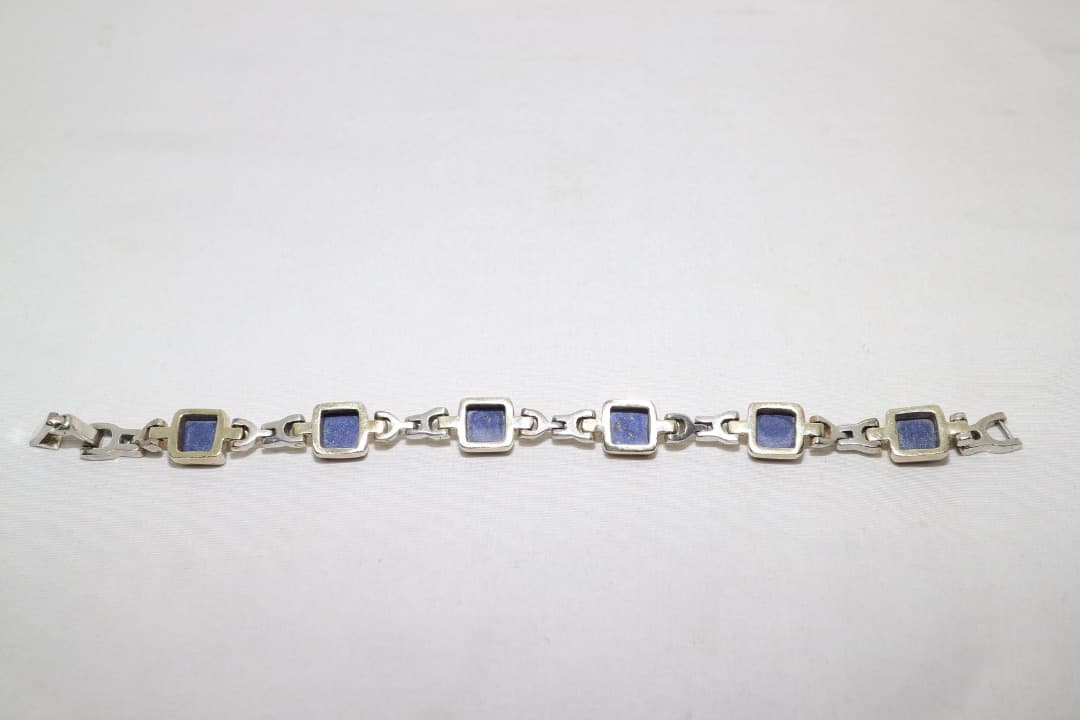 シルバー 925 ブレスレット 青石付き 18cm