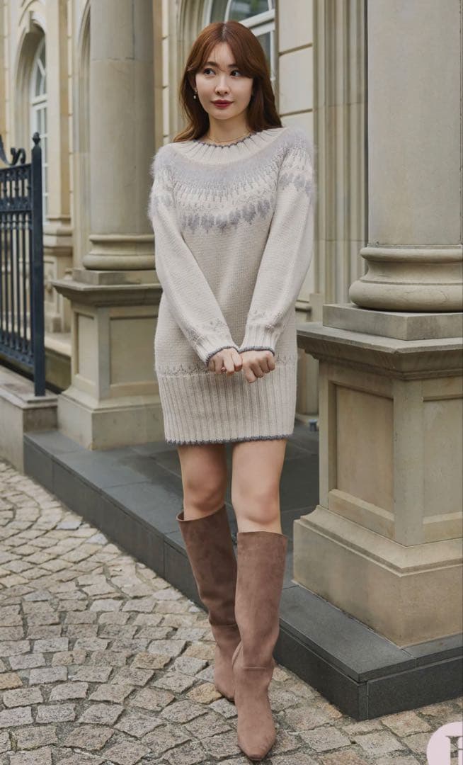 ワンピース herlipto Heart Fair Isle Knit Mini Dress