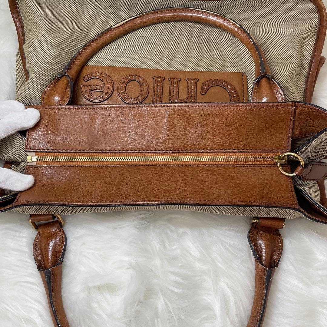 Chloé クロエ ボストンバッグ トート ロゴバッグ キャンバス Chole