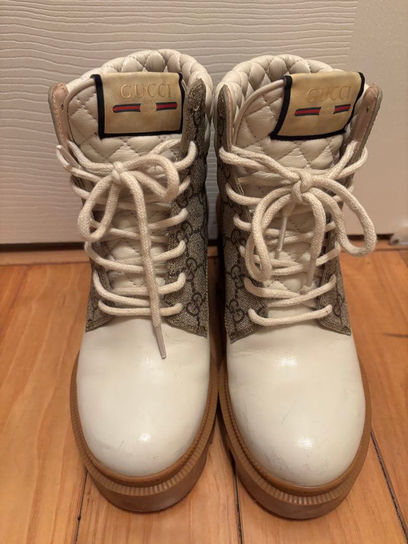 GUCCI ホワイト 白　グッチ　キルティングブーツ　23.0〜23.5