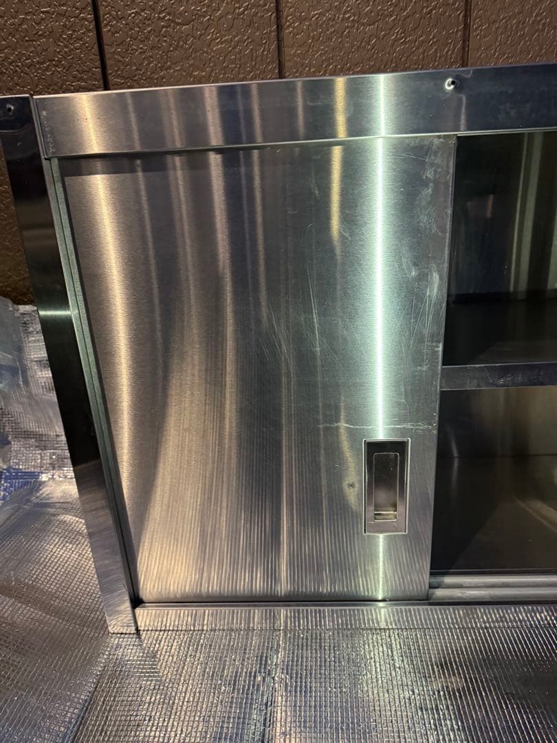 スライド扉式　吊り棚　ステンレス製品　食器棚　収納棚　中古品