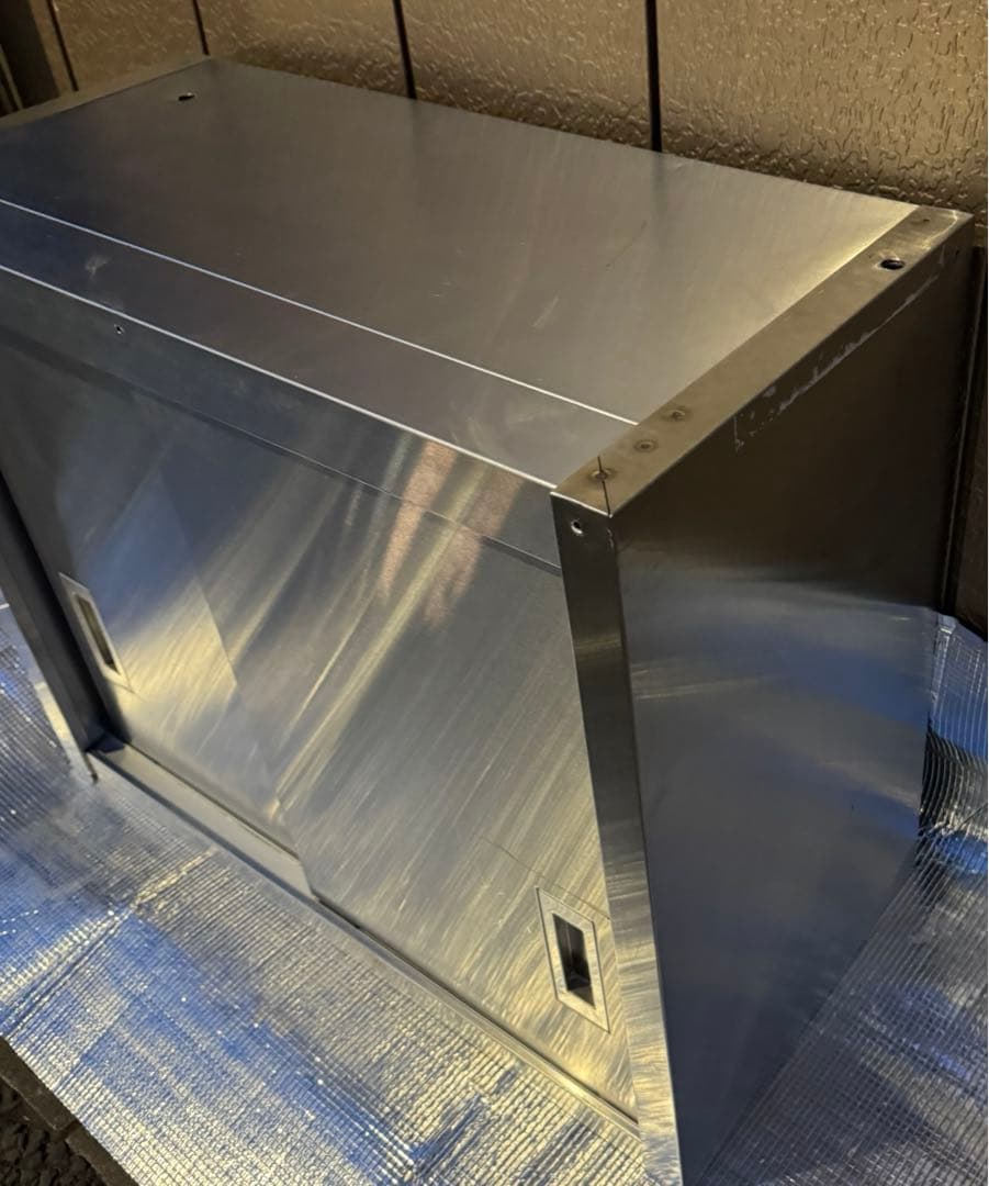 スライド扉式　吊り棚　ステンレス製品　食器棚　収納棚　中古品