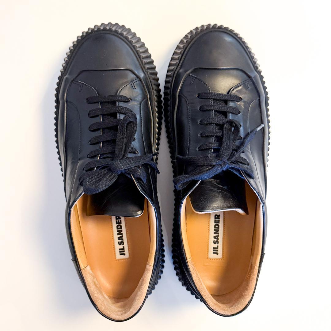 JIL SANDER 41 ブラックレザー プラットフォーム スニーカー