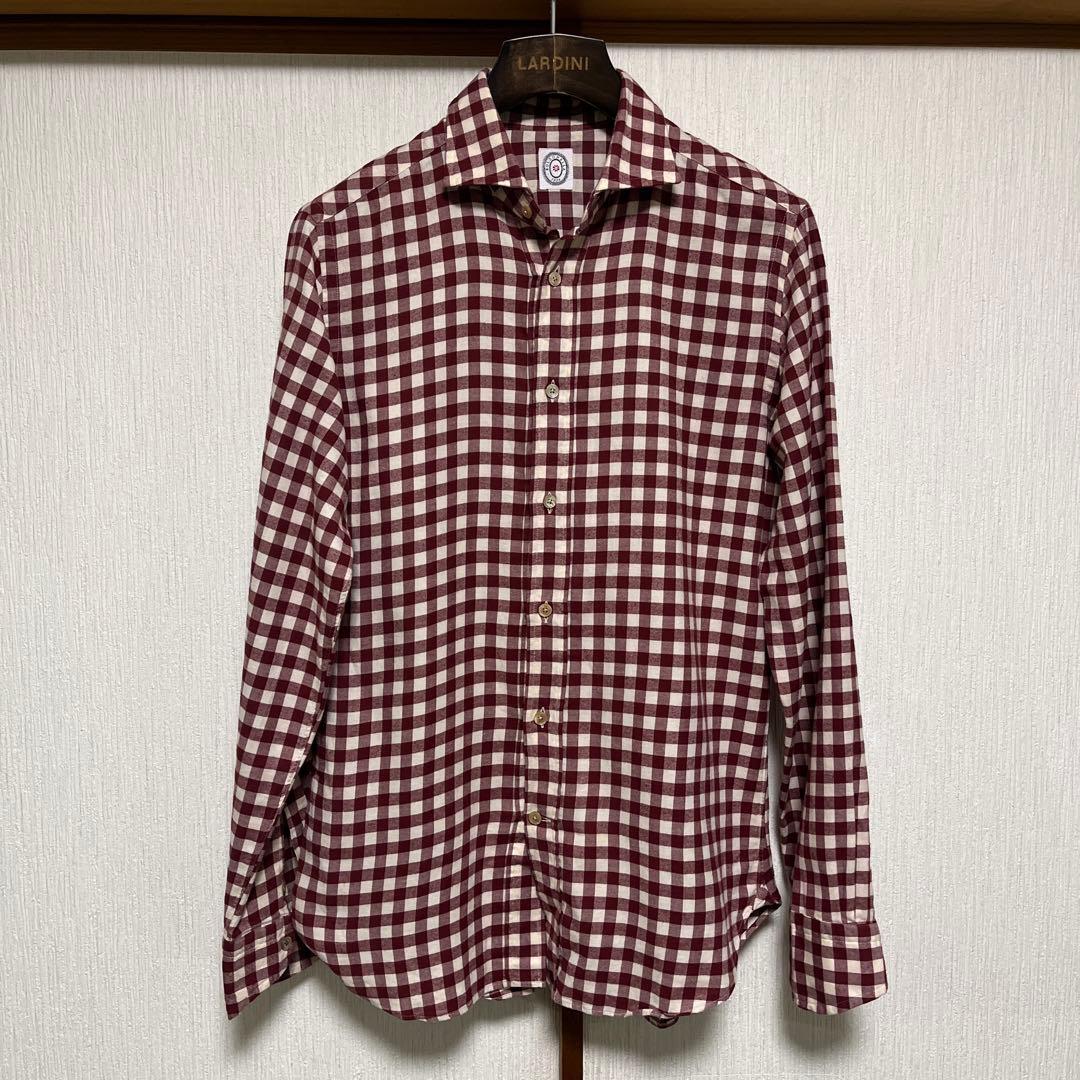 【極美品】BOLZONELLA ボルゾネッラ　ギンガムチェックシャツ　レッド