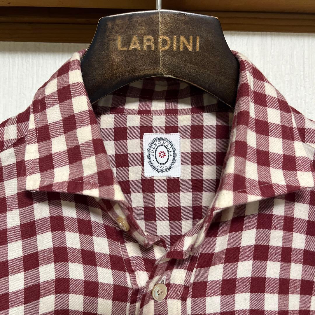 【極美品】BOLZONELLA ボルゾネッラ　ギンガムチェックシャツ　レッド