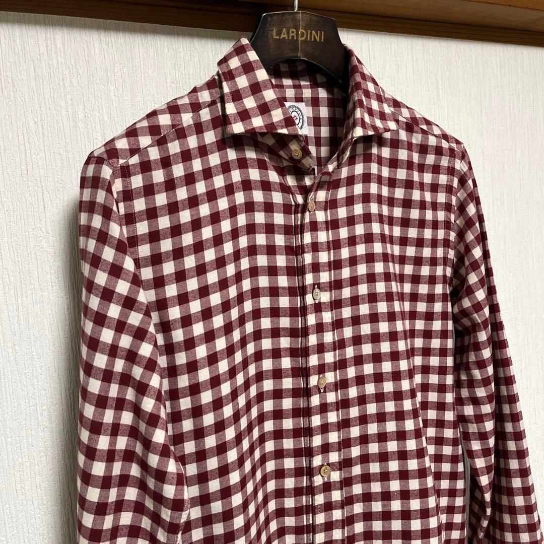 【極美品】BOLZONELLA ボルゾネッラ　ギンガムチェックシャツ　レッド