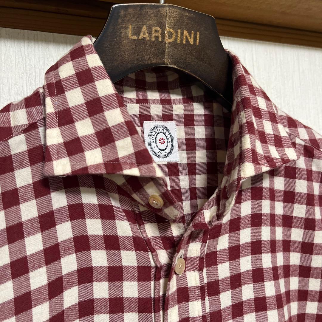 【極美品】BOLZONELLA ボルゾネッラ　ギンガムチェックシャツ　レッド