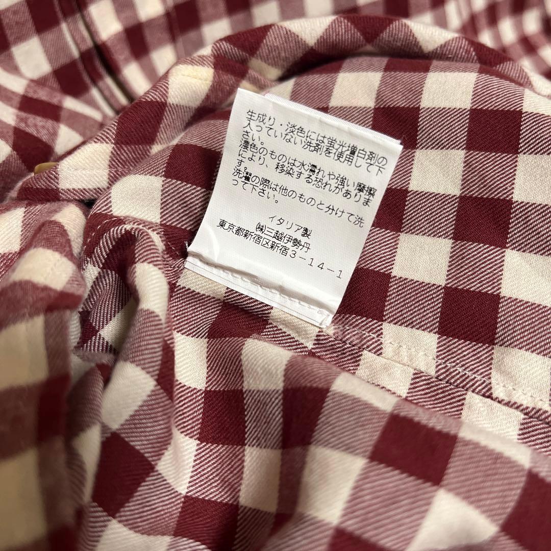 【極美品】BOLZONELLA ボルゾネッラ　ギンガムチェックシャツ　レッド