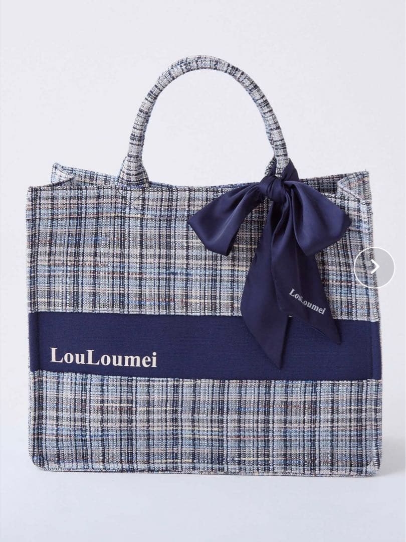 NICE CLAUP LouLoumei チェック柄ツイードトートバッグ