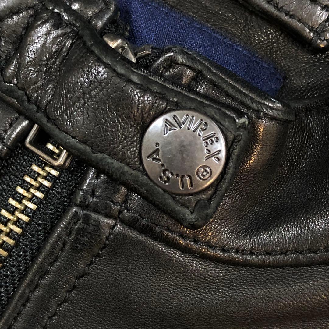 AVIREX シングル ライダース レザージャケット 羊革 ラムレザー M