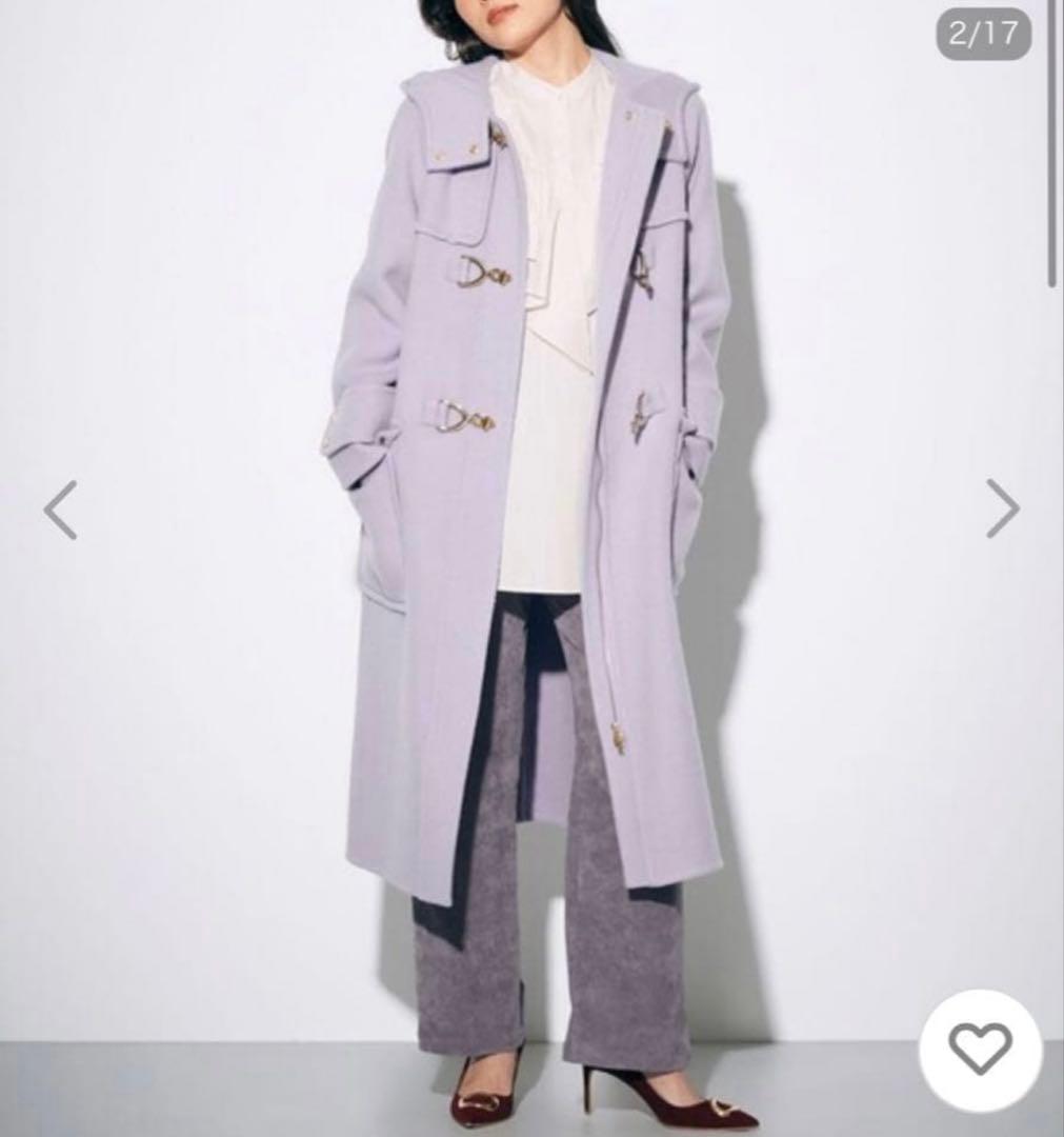 ダイアグラム　ゴールド金具ロングダッフルコート　ラベンダー３６リバー仕立て