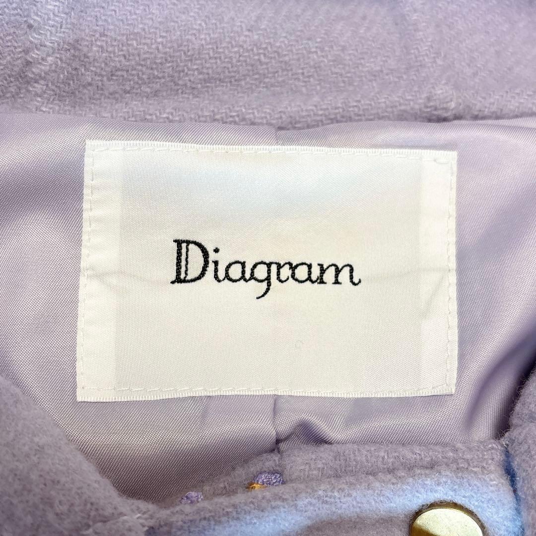 ダイアグラム　ゴールド金具ロングダッフルコート　ラベンダー３６リバー仕立て