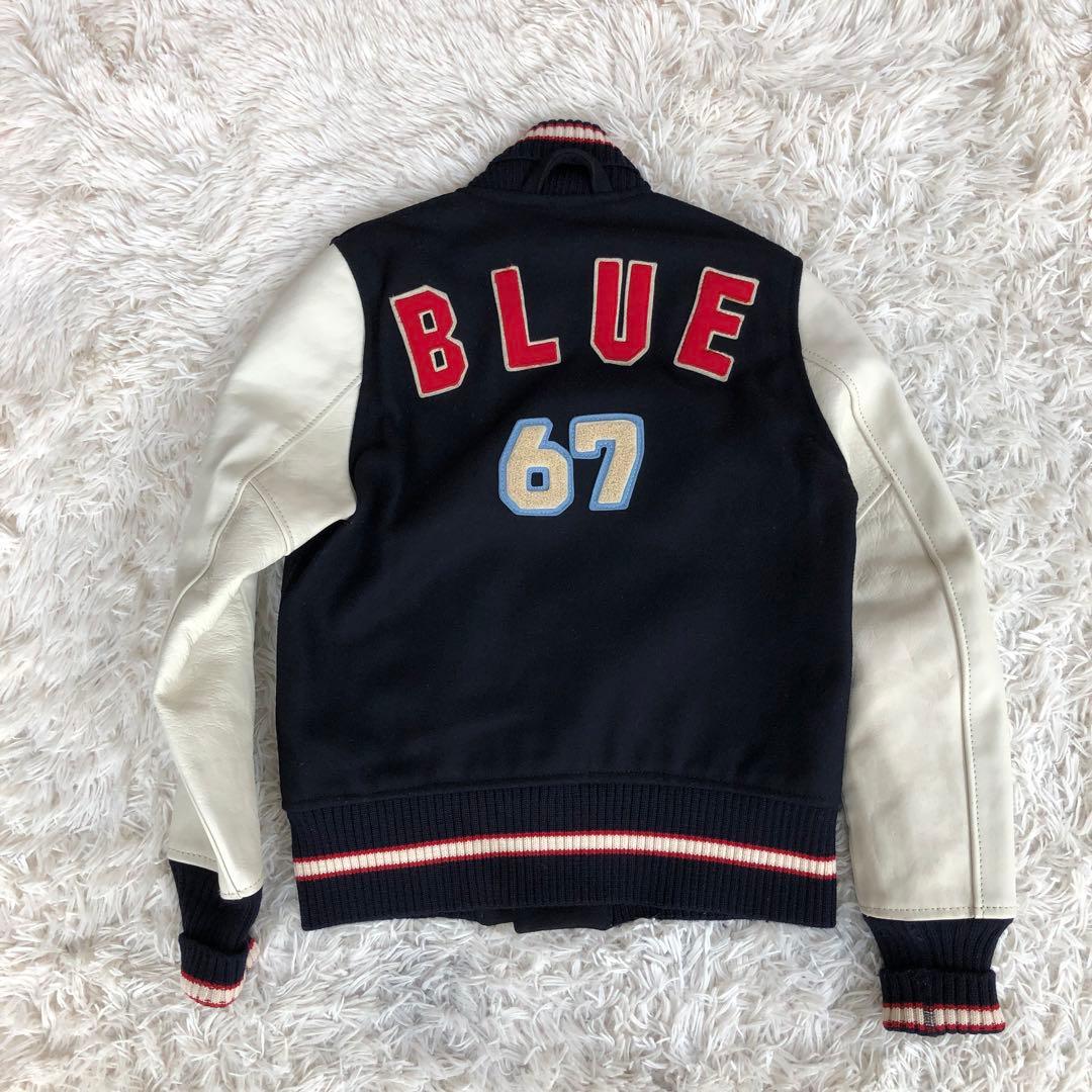 BLUEBLUEブルーブルースタジャン　レザーウールネイビー紺色聖林公司HRM