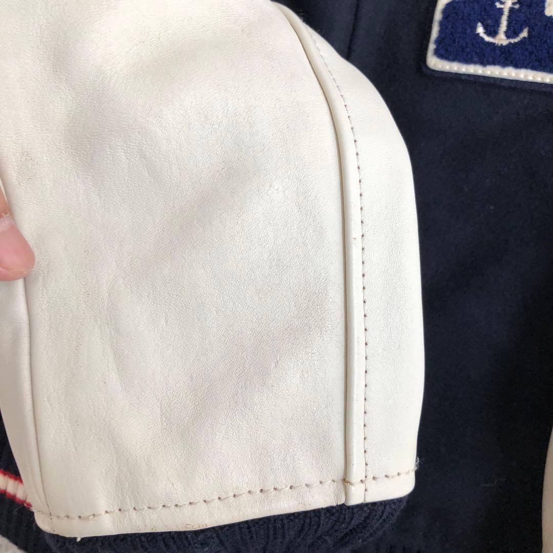 BLUEBLUEブルーブルースタジャン　レザーウールネイビー紺色聖林公司HRM