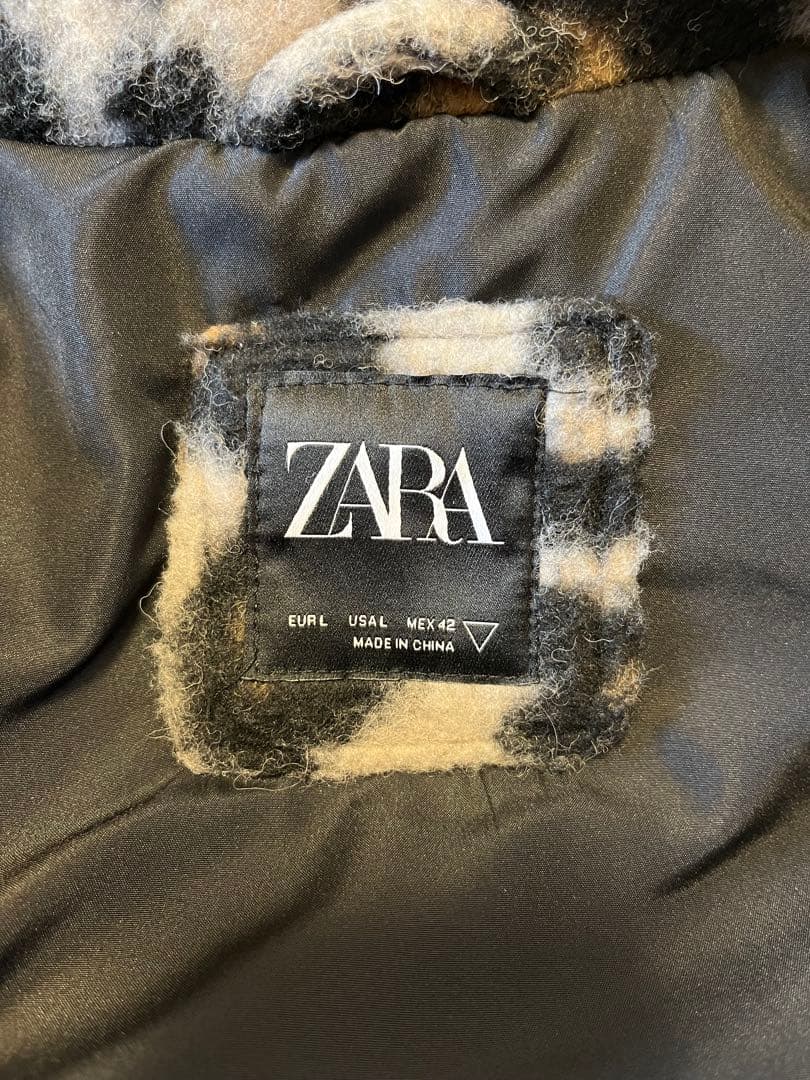 【美品】ZARAヒョウ柄ジャガードジャケット Lサイズ