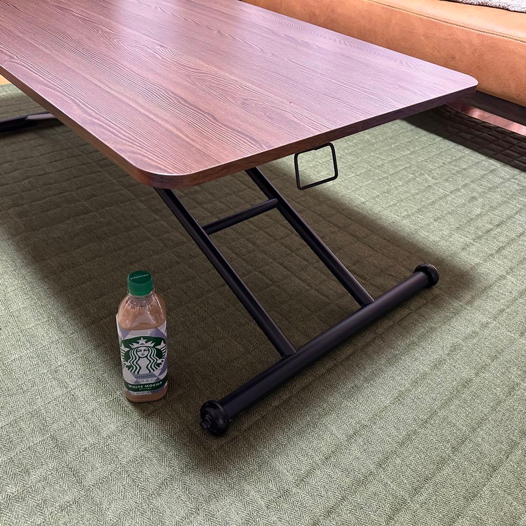 【直接引取限定価格！】無段階 ガス圧昇降式テーブル（ダークブラウン）