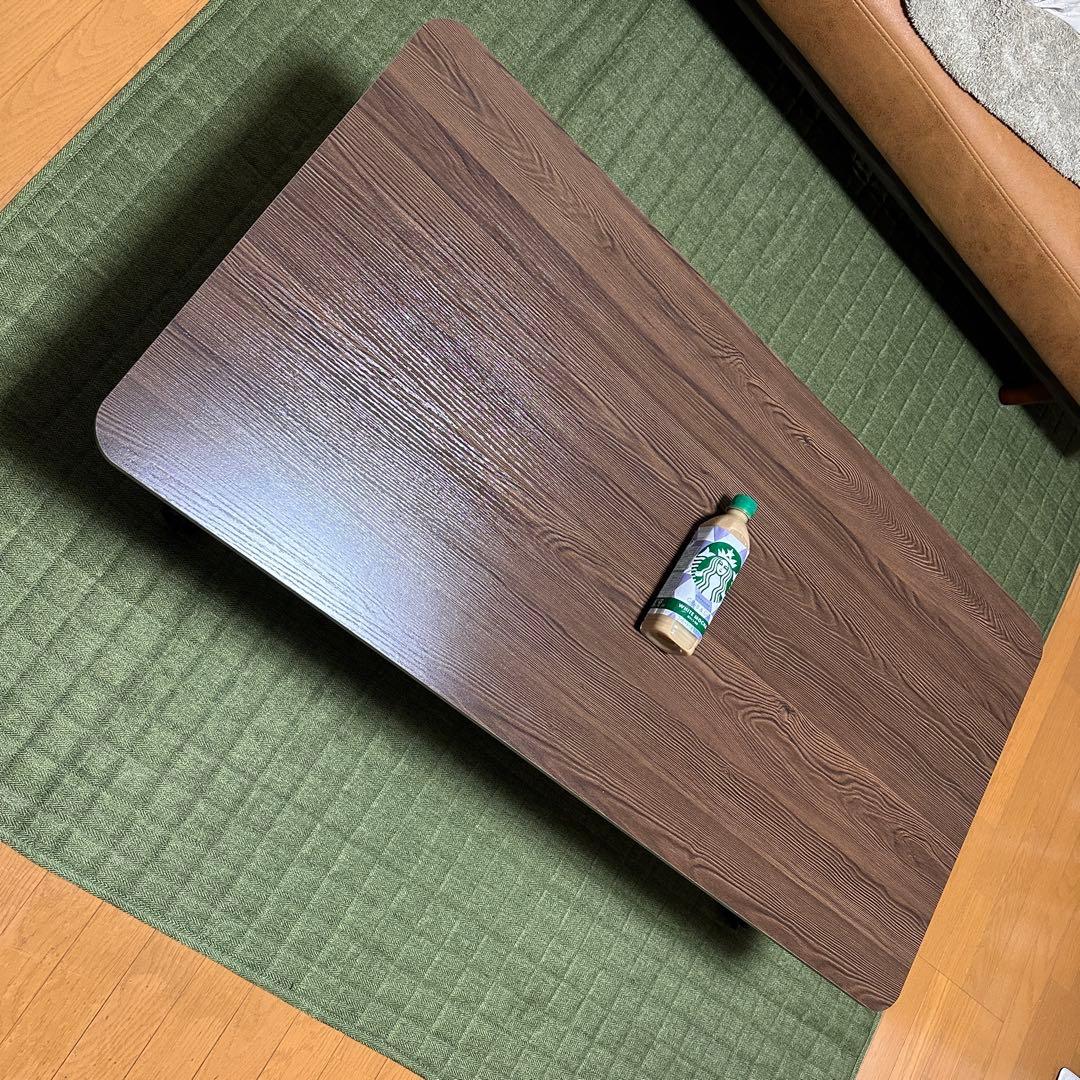 【直接引取限定価格！】無段階 ガス圧昇降式テーブル（ダークブラウン）