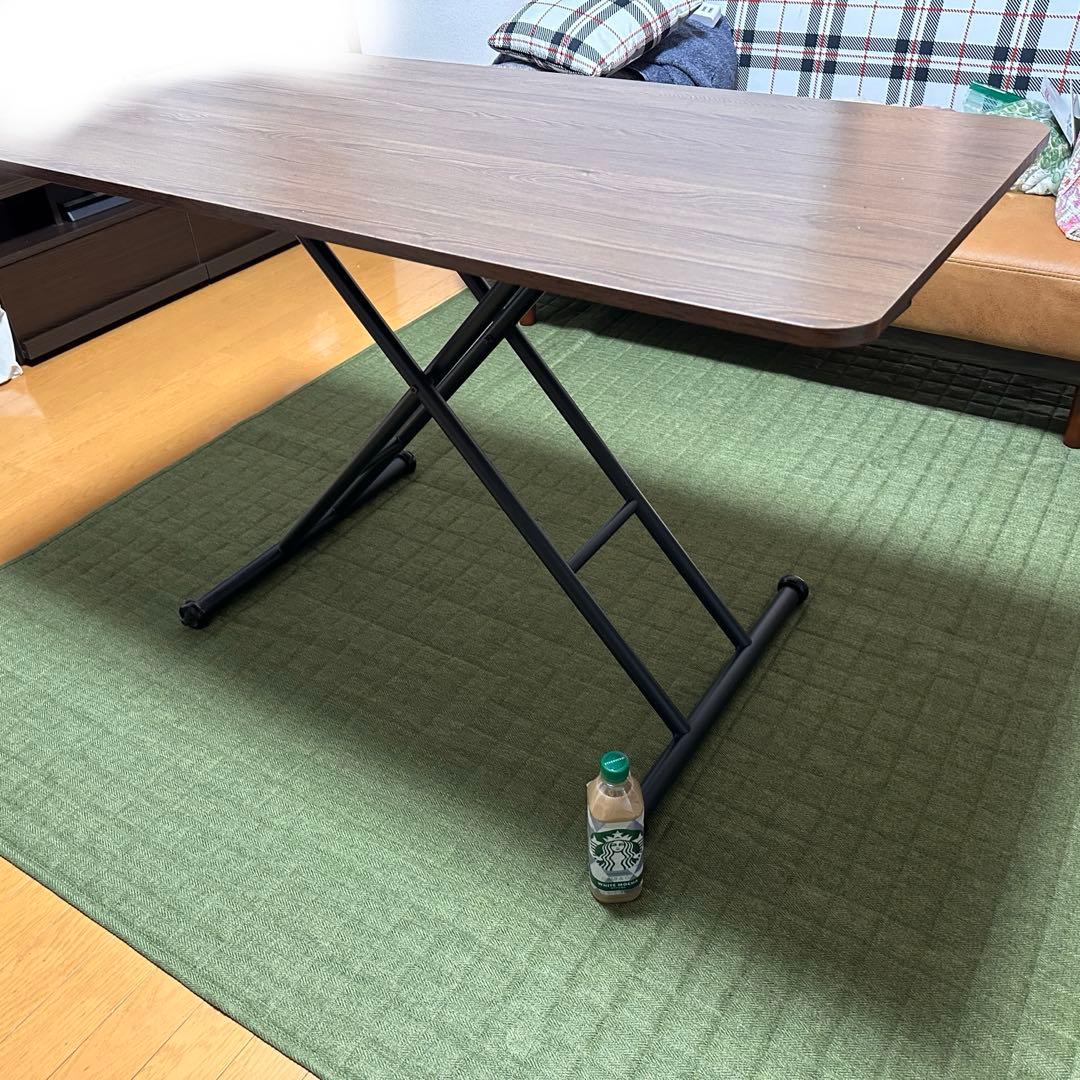 【直接引取限定価格！】無段階 ガス圧昇降式テーブル（ダークブラウン）
