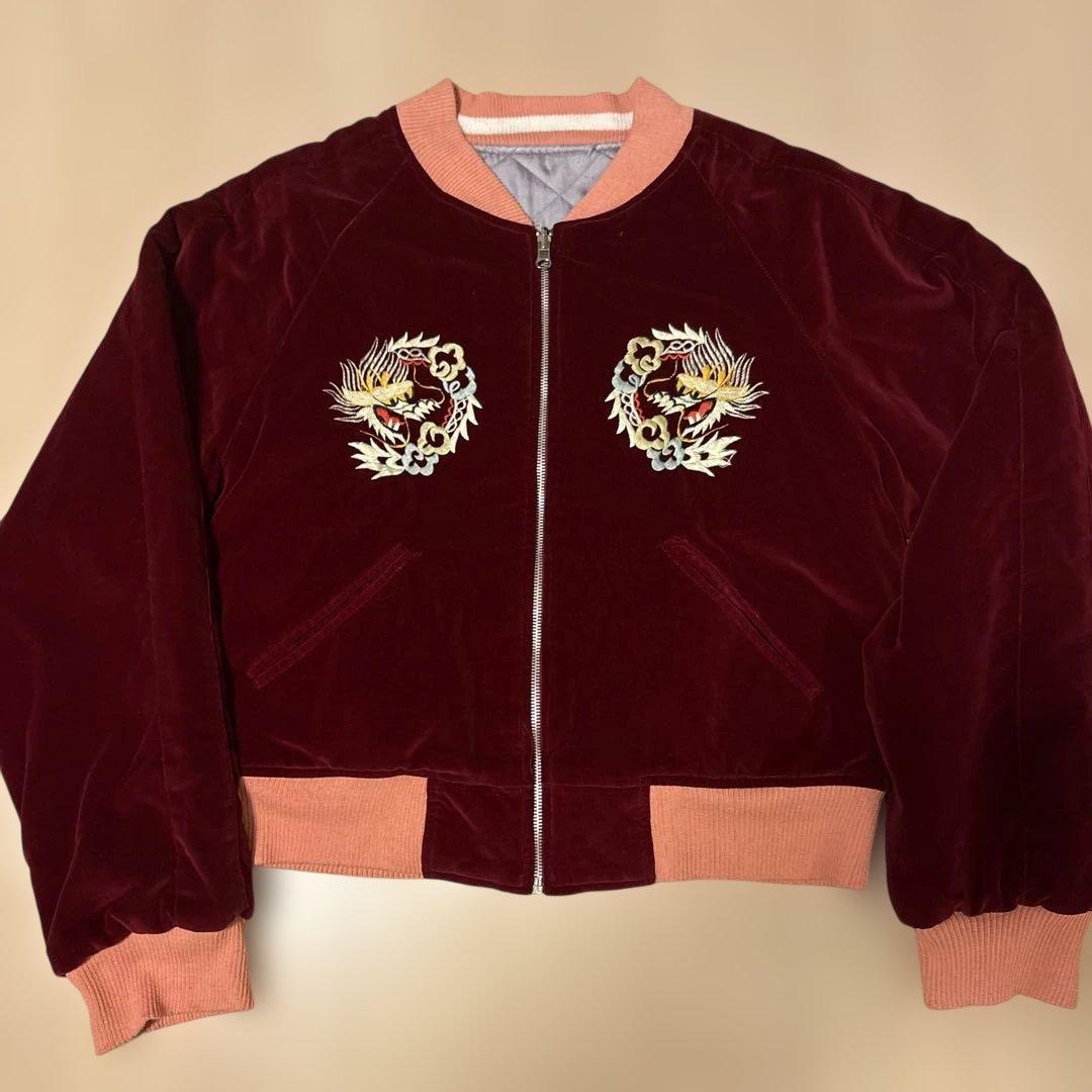 used☆フルカウント☆リバーシブルスカジャン☆M☆別珍＆キルティング