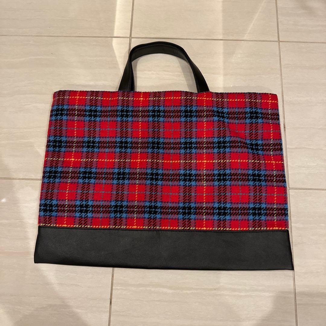 チェック柄 トートバッグ 子供デザイン