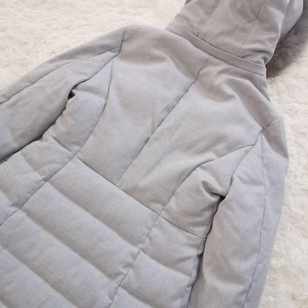 ANAYI フォックス ファー ロング ダウン コート アナイ ライトグレー M