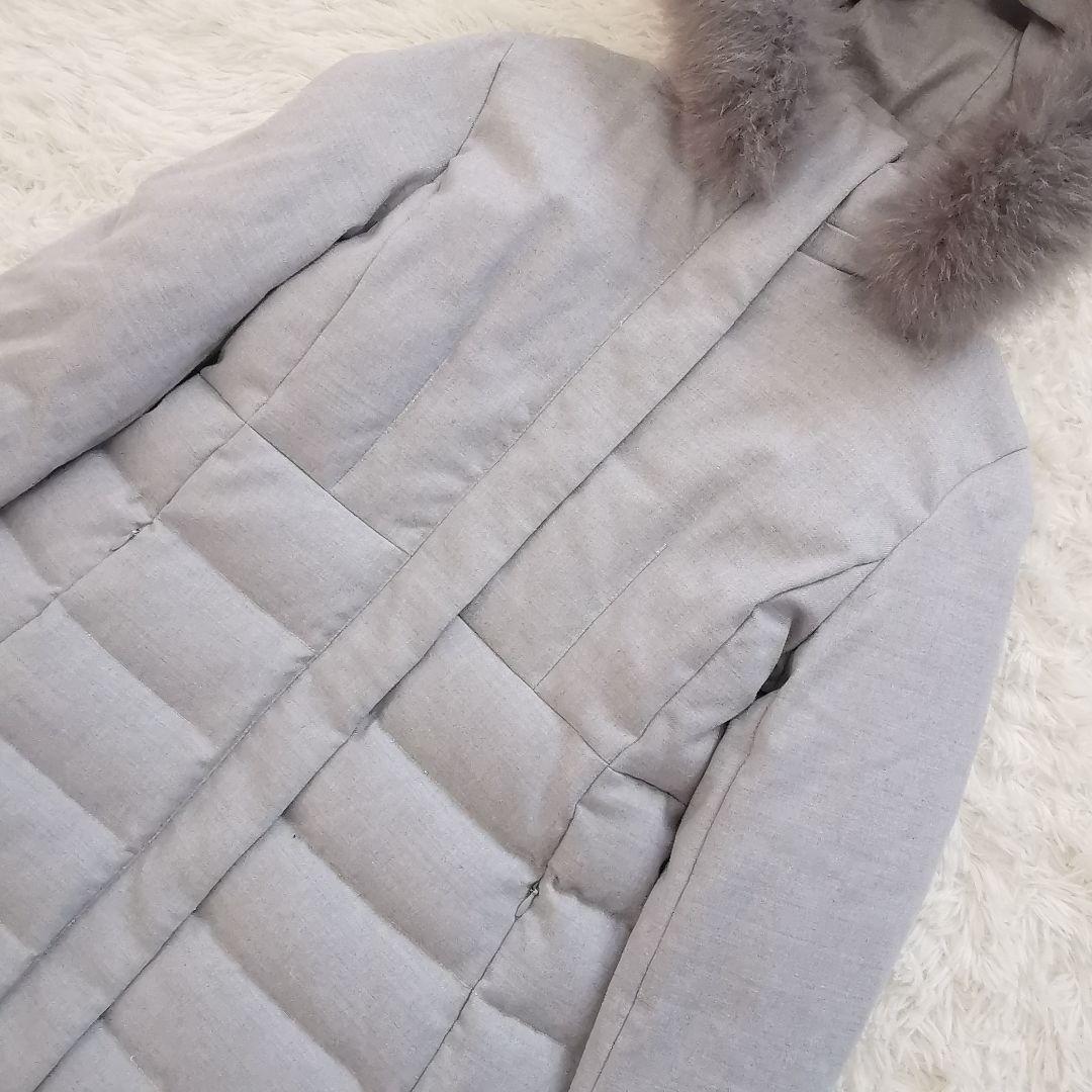 ANAYI フォックス ファー ロング ダウン コート アナイ ライトグレー M