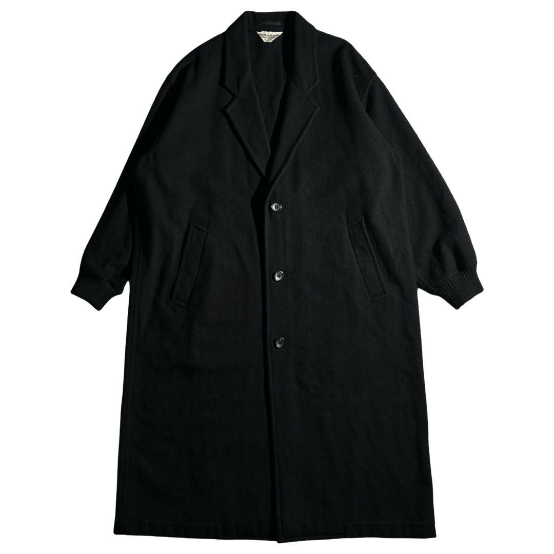 希少 80s ARCHIVE リブカフスウールオーバーコート 黒 黒の衝撃 初期