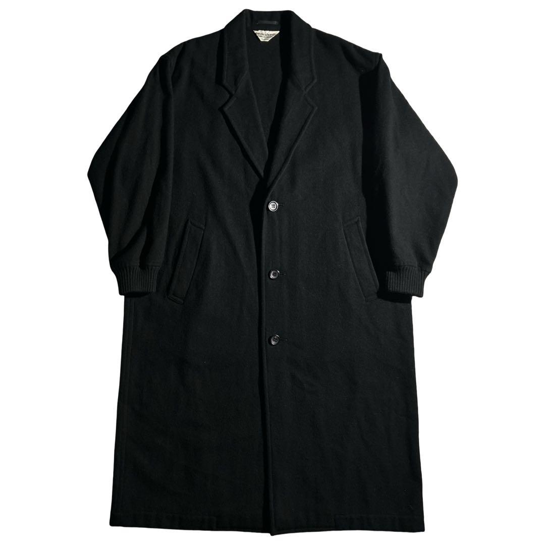 希少 80s ARCHIVE リブカフスウールオーバーコート 黒 黒の衝撃 初期