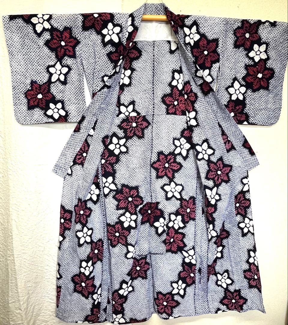 有松鳴海絞り　浴衣　花つなぎ　（221）