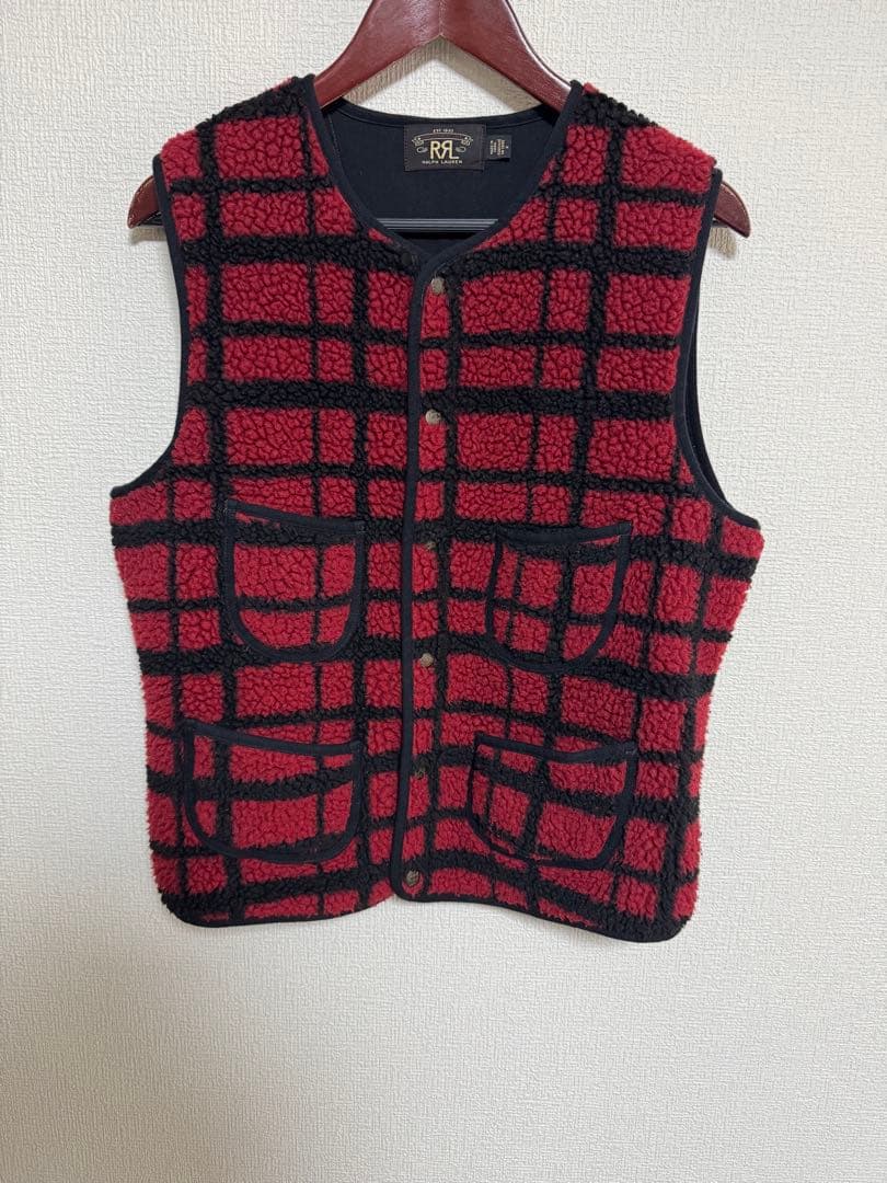 RRL チェック柄フリースベスト Mサイズ