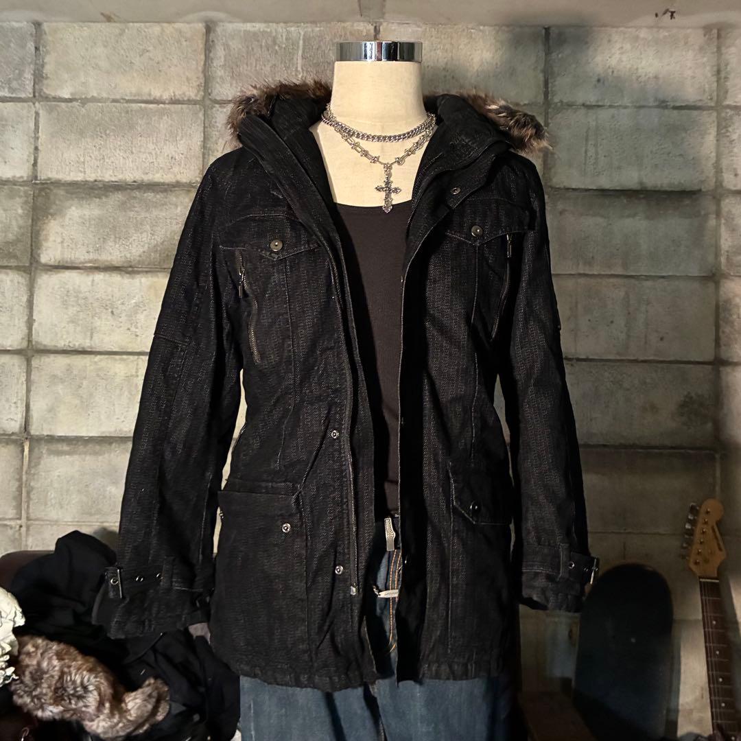 ダークコア　グランジ　ファー付き　モッズコート　平成　お兄系　ギミック　中綿