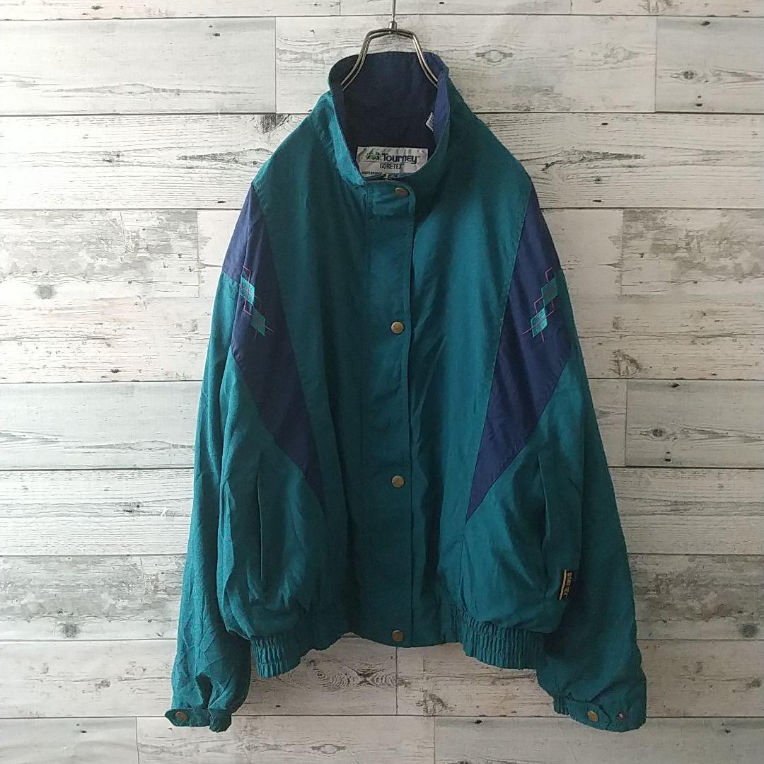 好配色☆ワンポイント刺繍 アーガイル柄 バイカラー ゴアテックス ジャケット