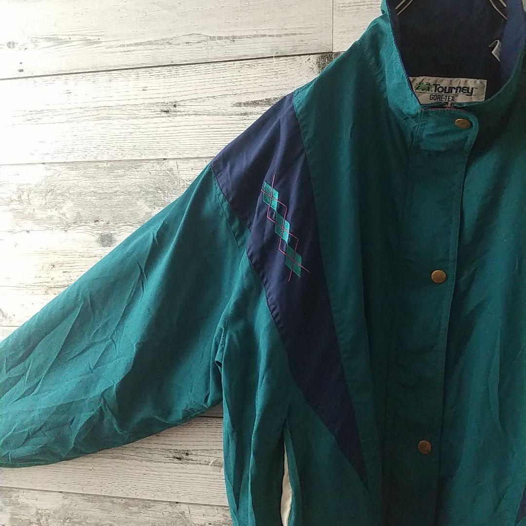 好配色☆ワンポイント刺繍 アーガイル柄 バイカラー ゴアテックス ジャケット